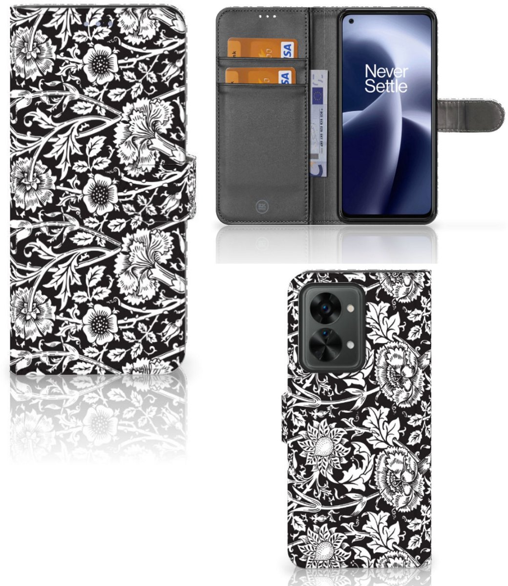 OnePlus Nord 2T Hoesje Black Flowers