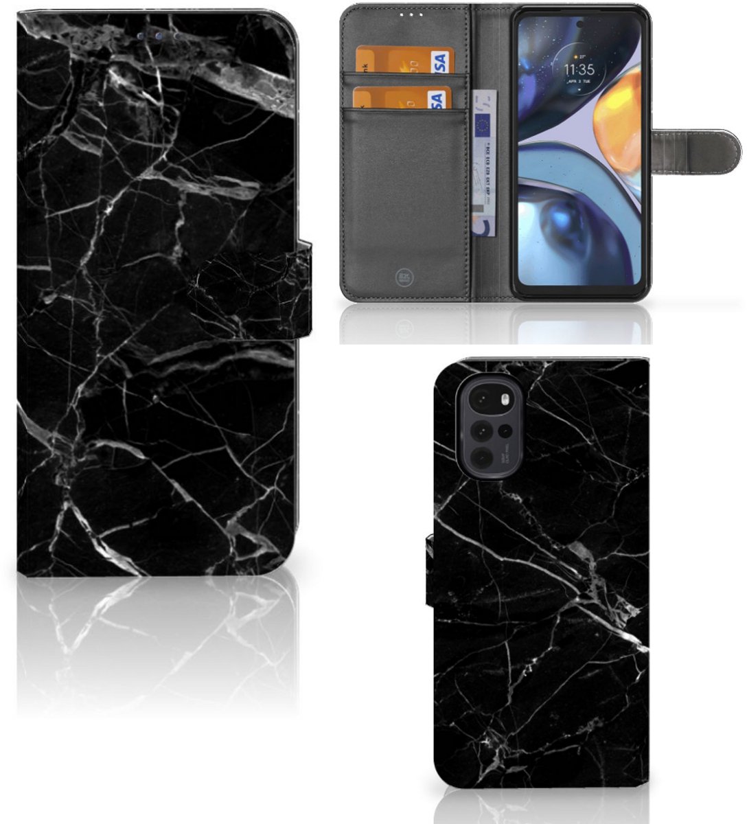 Motorola Moto G22 Bookcase Marmer Zwart - Origineel Cadeau Vader