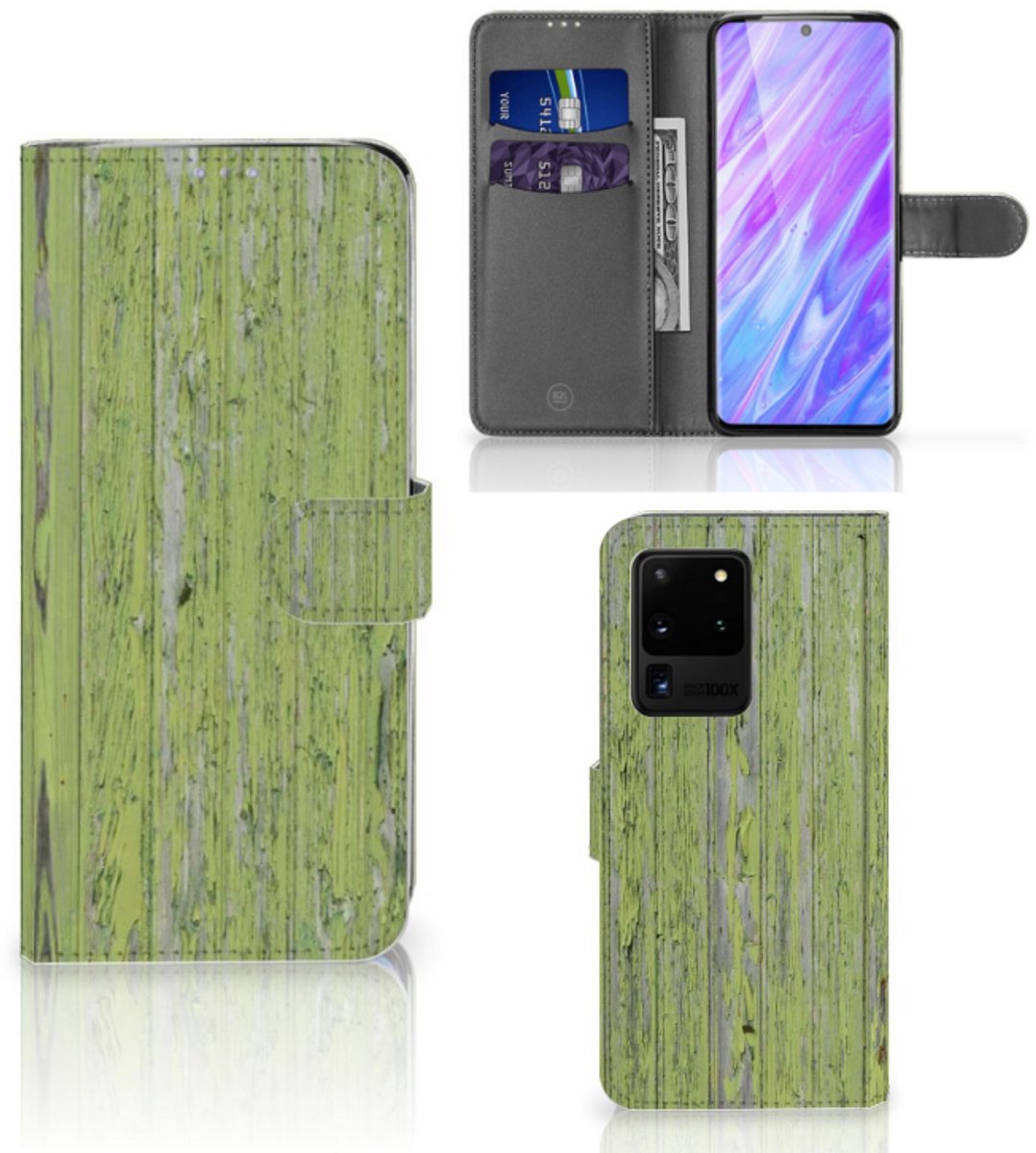 Samsung Galaxy S20 Ultra Book Style Case Green Wood