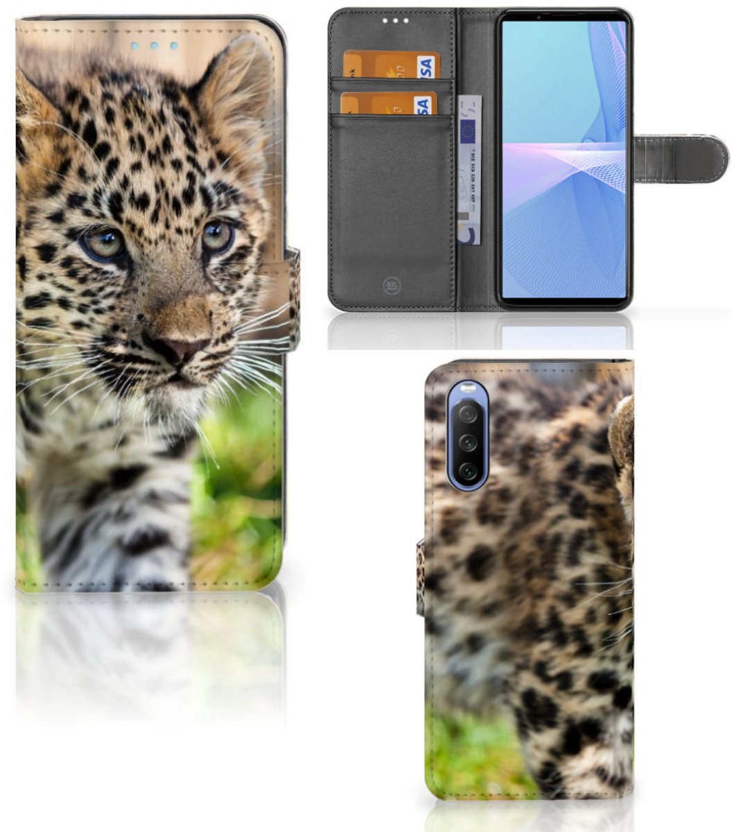 Sony Xperia 10 III Telefoonhoesje met Pasjes Baby Luipaard