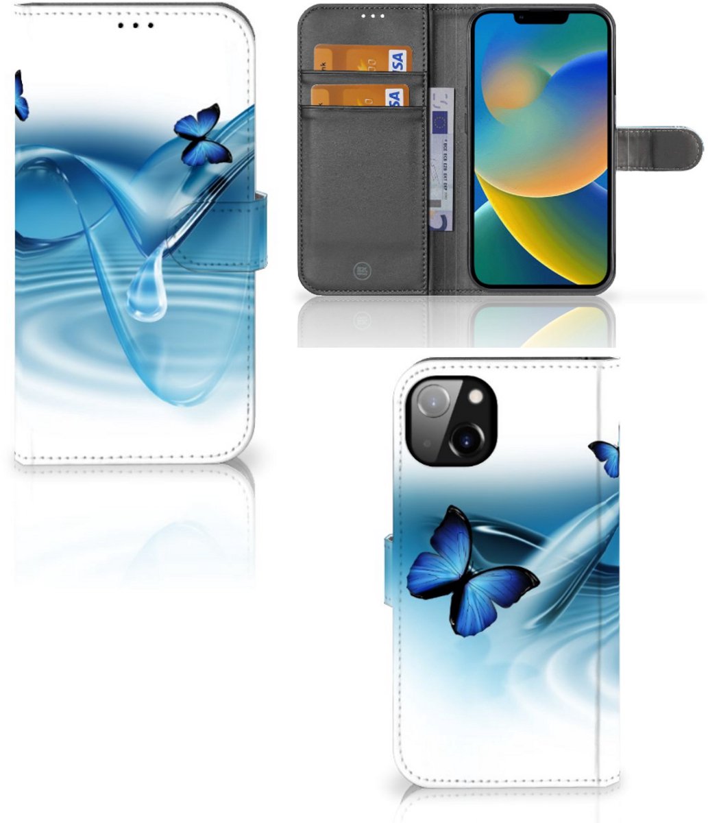 iPhone 14 Plus Telefoonhoesje met Pasjes Vlinders
