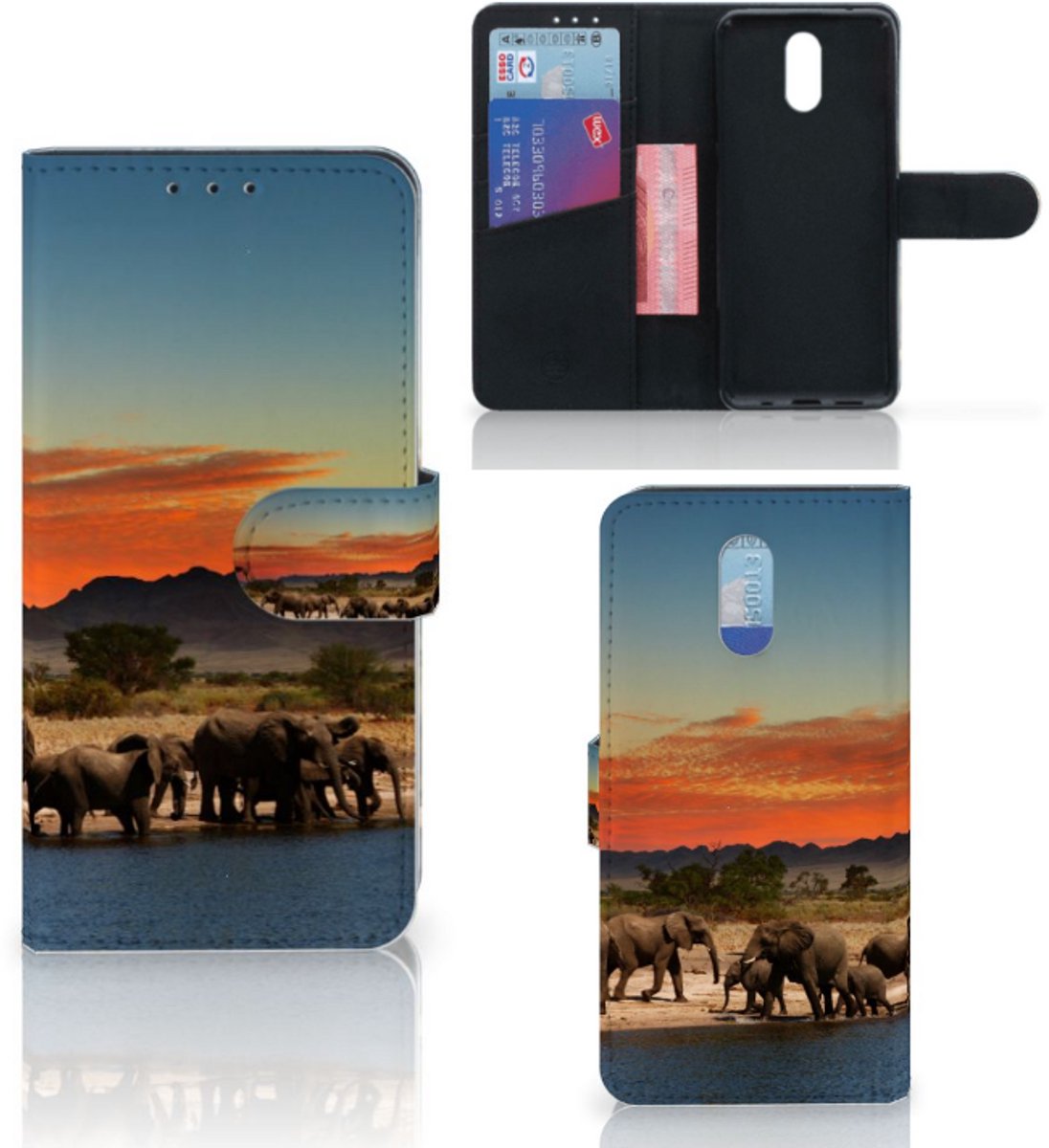 Nokia 2.3 Telefoonhoesje met Pasjes Olifanten