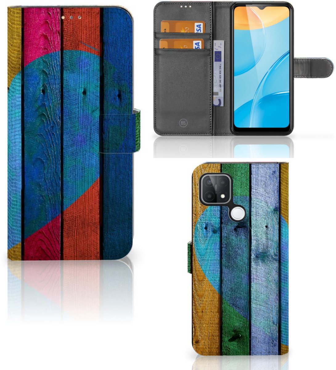 OPPO A15 Book Style Case Wood Heart - Cadeau voor je Vriend