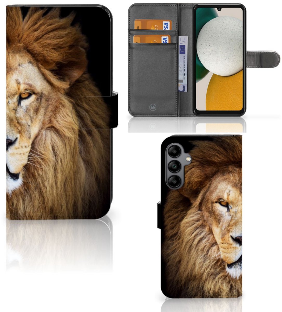 Samsung Galaxy A34 Telefoonhoesje met Pasjes Leeuw