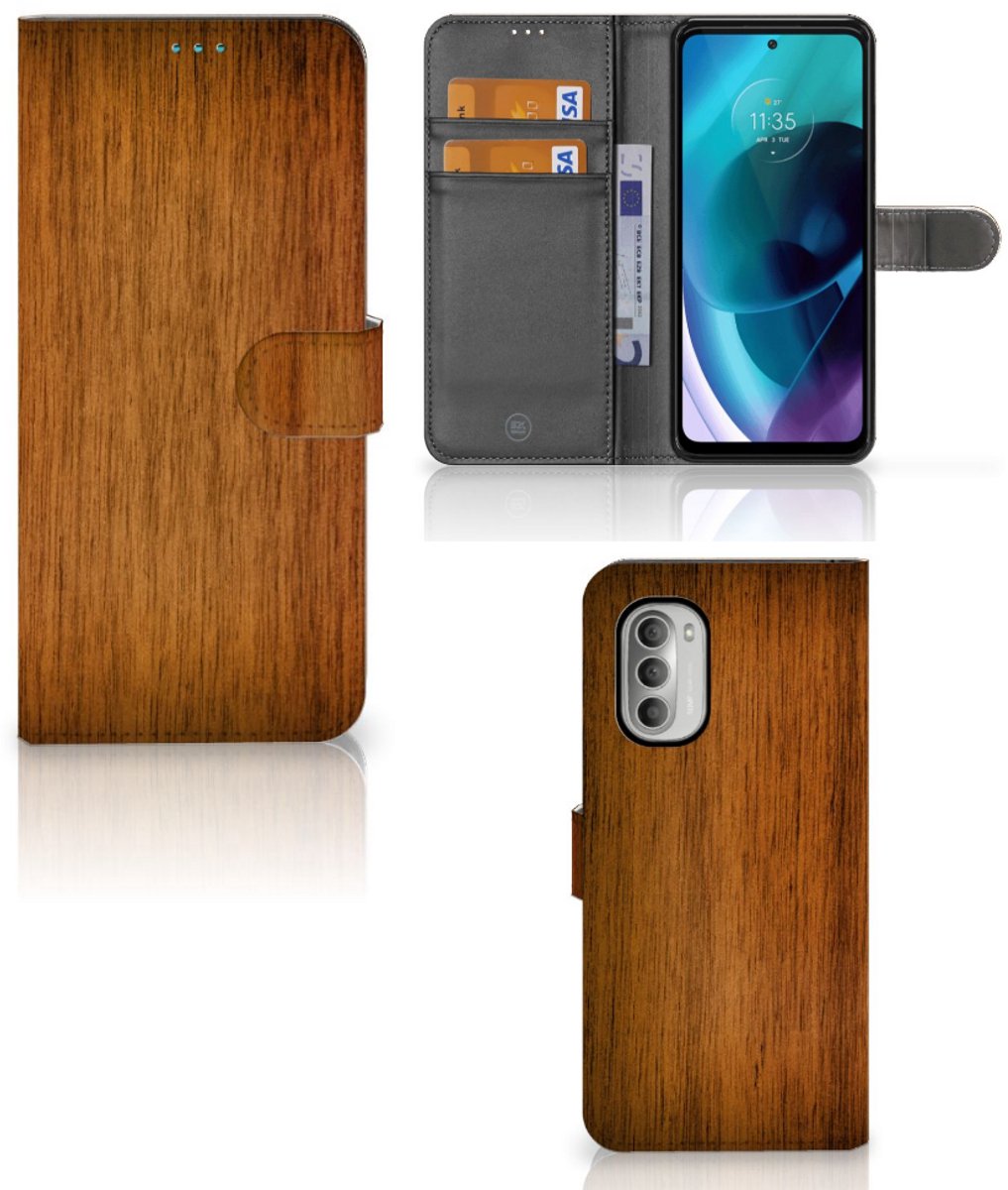 Motorola Moto G51 5G Book Style Case Donker Hout