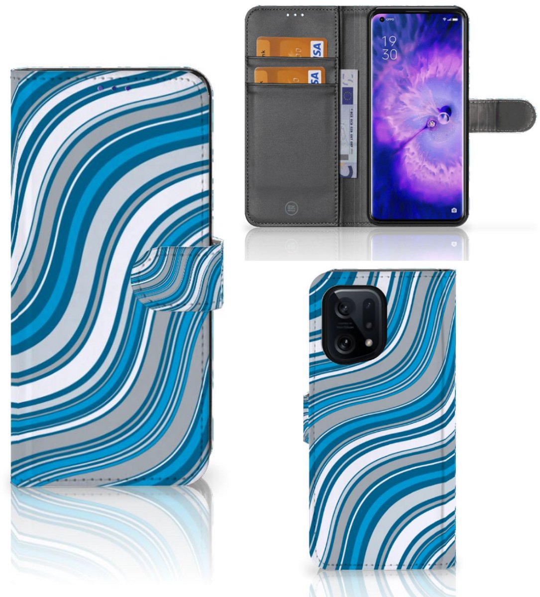 OPPO Find X5 Telefoon Hoesje Waves Blue