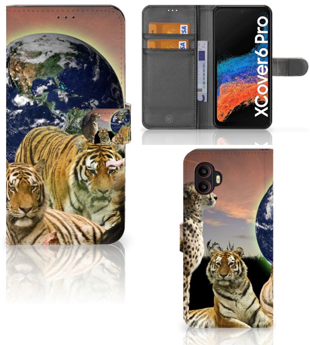 Samsung Galaxy Xcover 6 Pro Telefoonhoesje met Pasjes Roofdieren