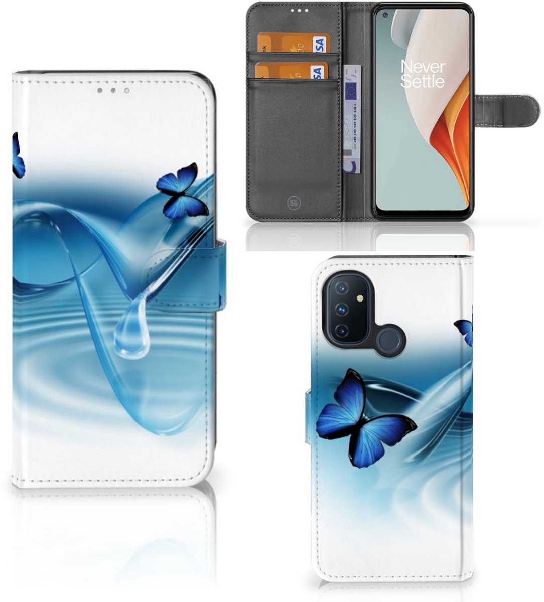 OnePlus Nord N100 Telefoonhoesje met Pasjes Vlinders