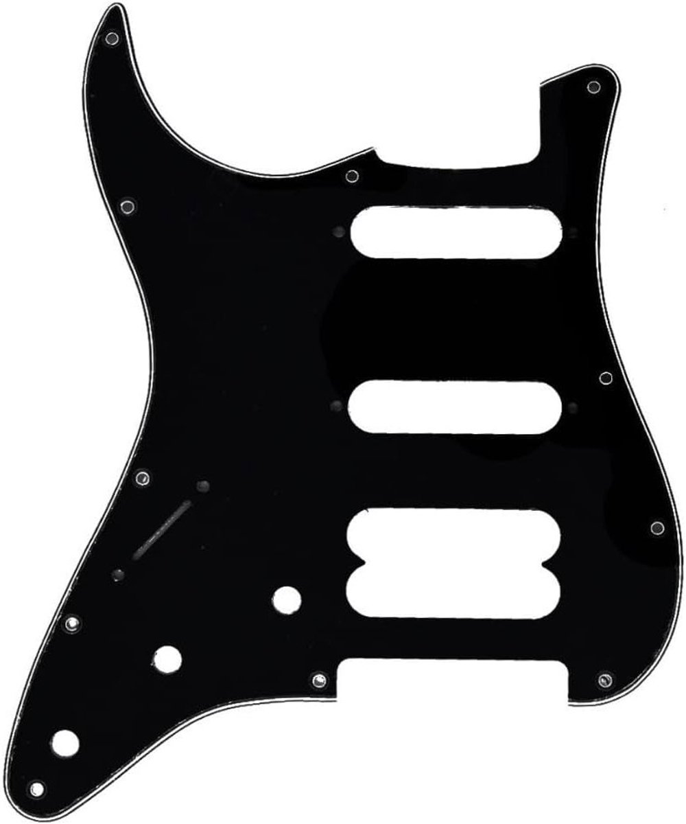 11-Hole ST/Strat HSS Gitaar Pickguard voor Humbucking Pickup zonder Schroefgaten - Zwart 3 Laags voor Amerikaanse Ultra Series Strats