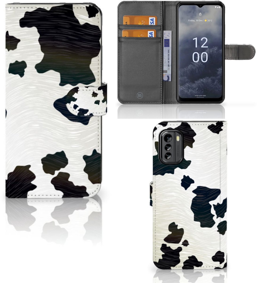 Nokia G60 Telefoonhoesje met Pasjes Koeienvlekken