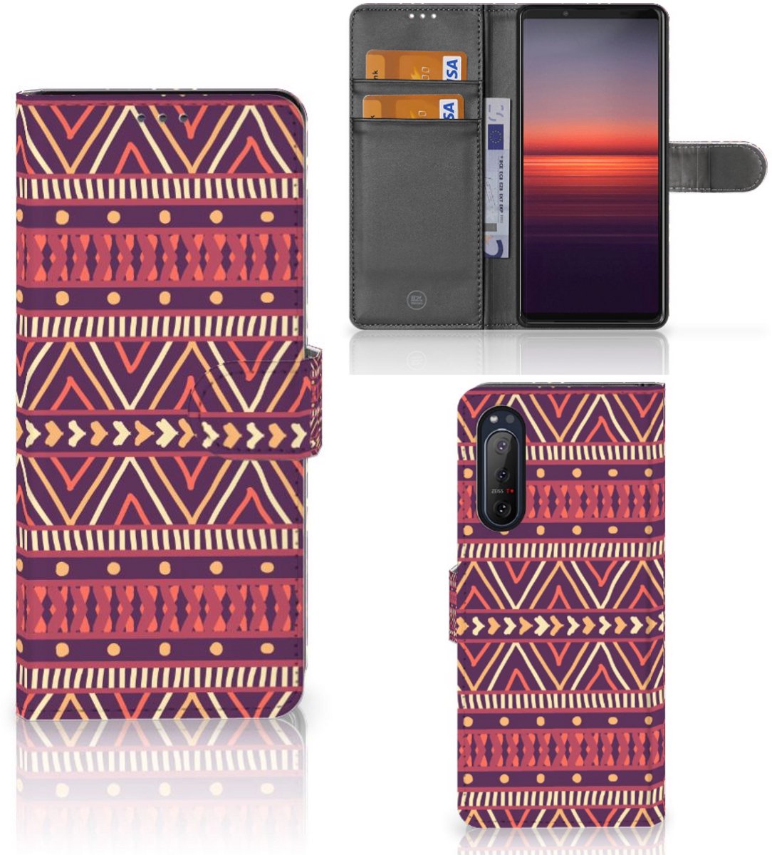 Sony Xperia 5II Telefoon Hoesje Aztec Paars