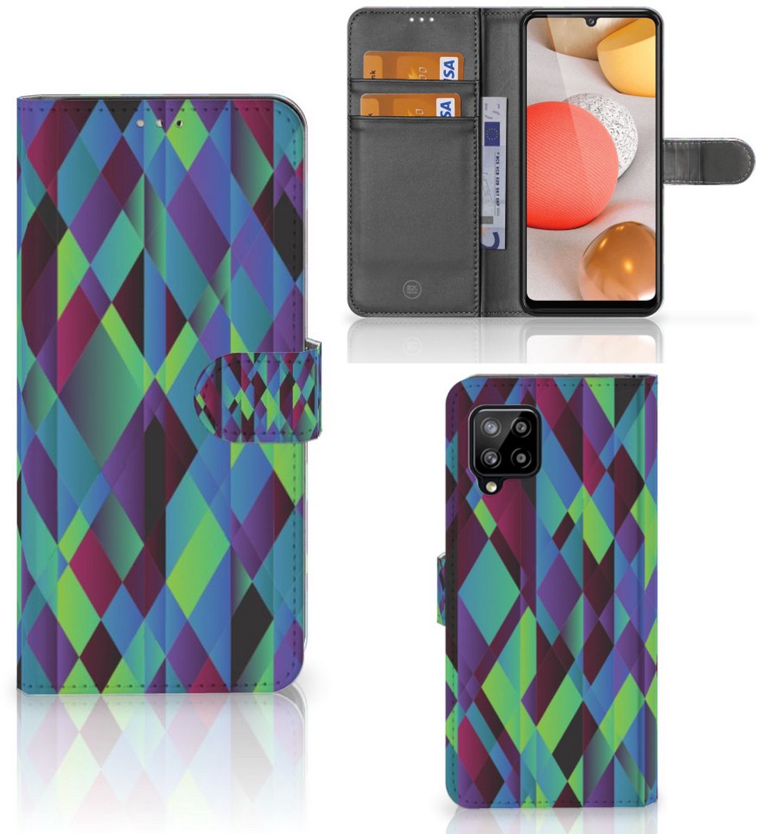 Samsung Galaxy A42 5G Book Case Abstract Green Blue
