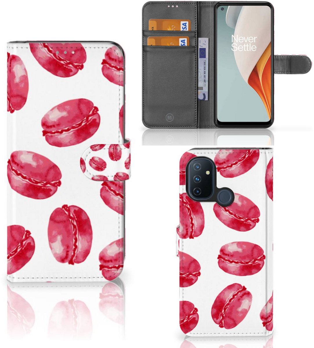 OnePlus Nord N100 Book Cover Pink Macarons