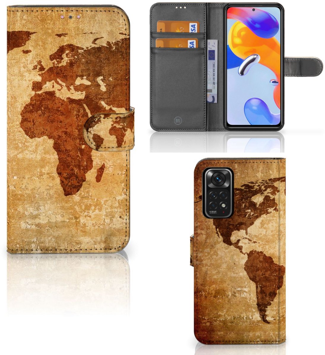 Xiaomi Redmi Note 11 Pro 5G/4G Flip Cover Wereldkaart