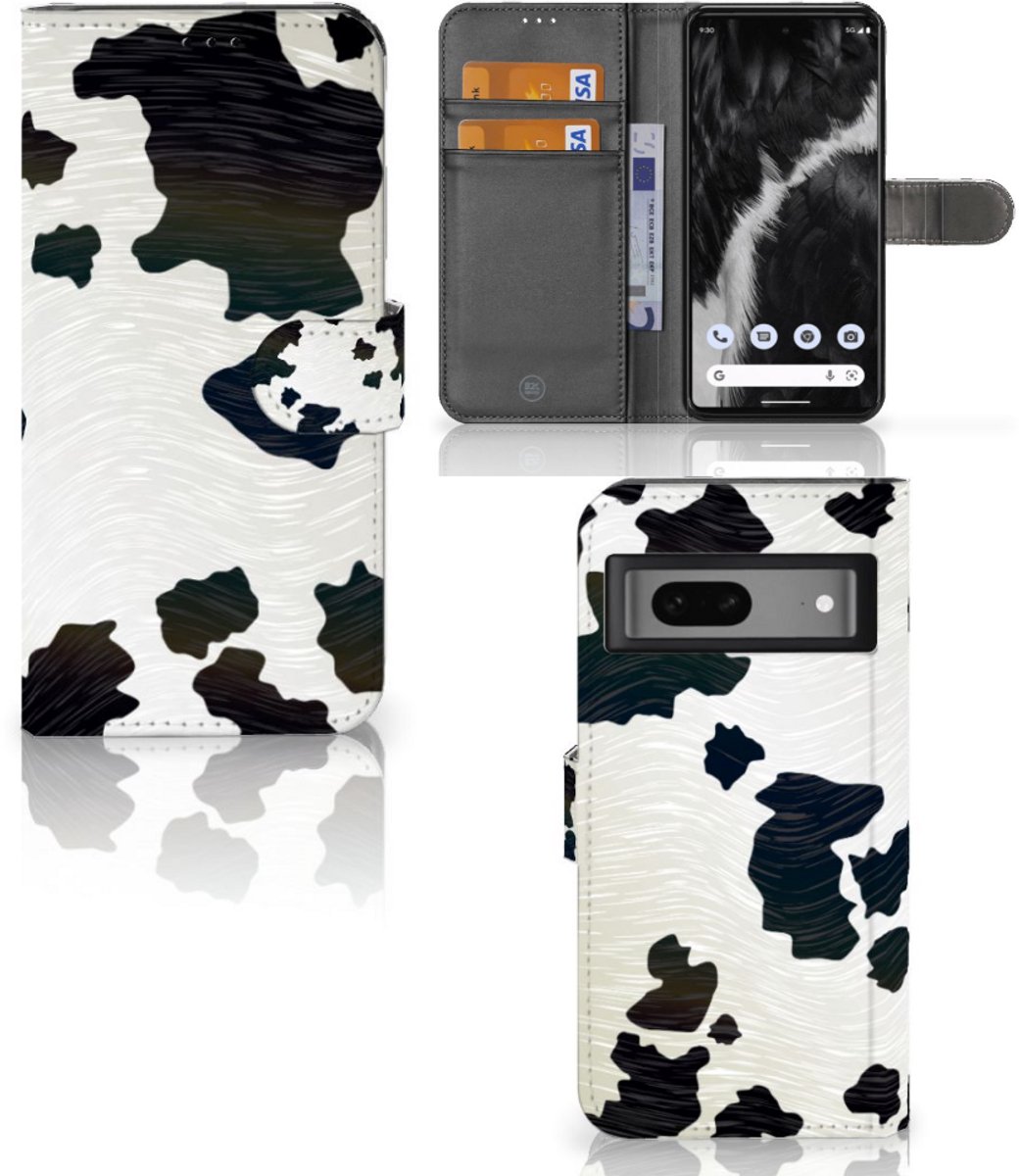 Google Pixel 7 Telefoonhoesje met Pasjes Koeienvlekken