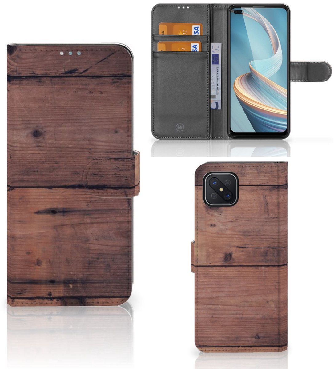 OPPO Reno4 Z Book Style Case Old Wood