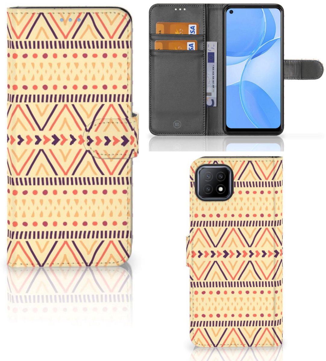 OPPO A73 5G Telefoon Hoesje Aztec Yellow