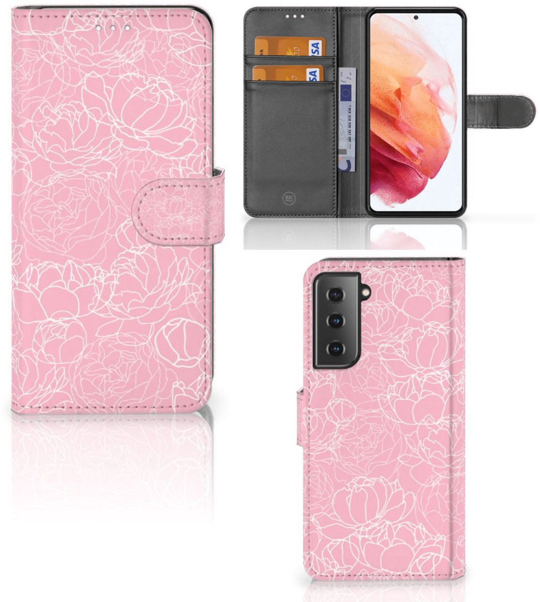 Samsung Galaxy S21 Hoesje White Flowers