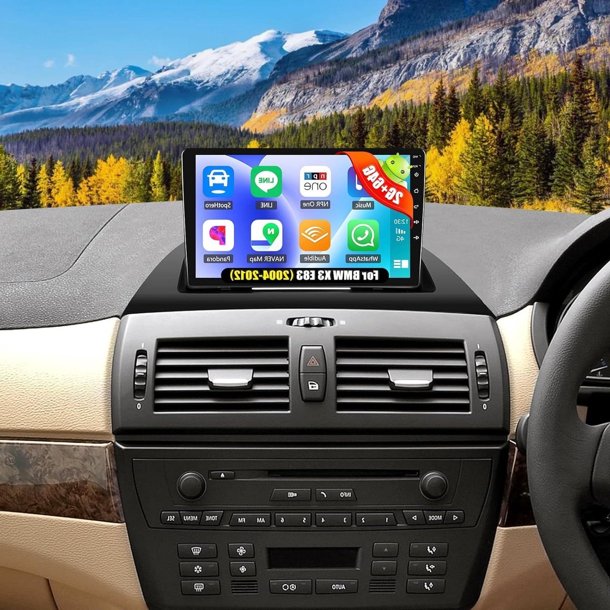 [2G+64G] Android 13 Autoradio voor BMW X3 E83 2004-2012 met Carplay Android Auto,9" Touchscreen radio met GPS WiFi FM/RDS Bluetooth Mirror Link+AHDCamera&Mic