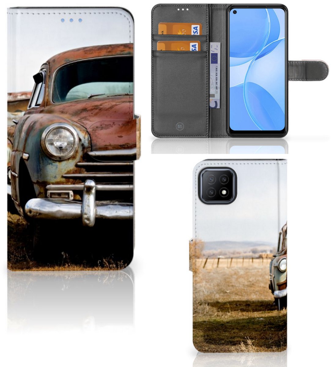 OPPO A73 5G Telefoonhoesje met foto Vintage Auto