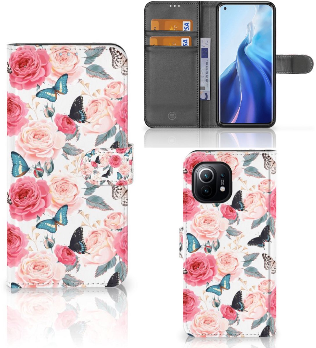 Xiaomi Mi 11 Hoesje Butterfly Roses