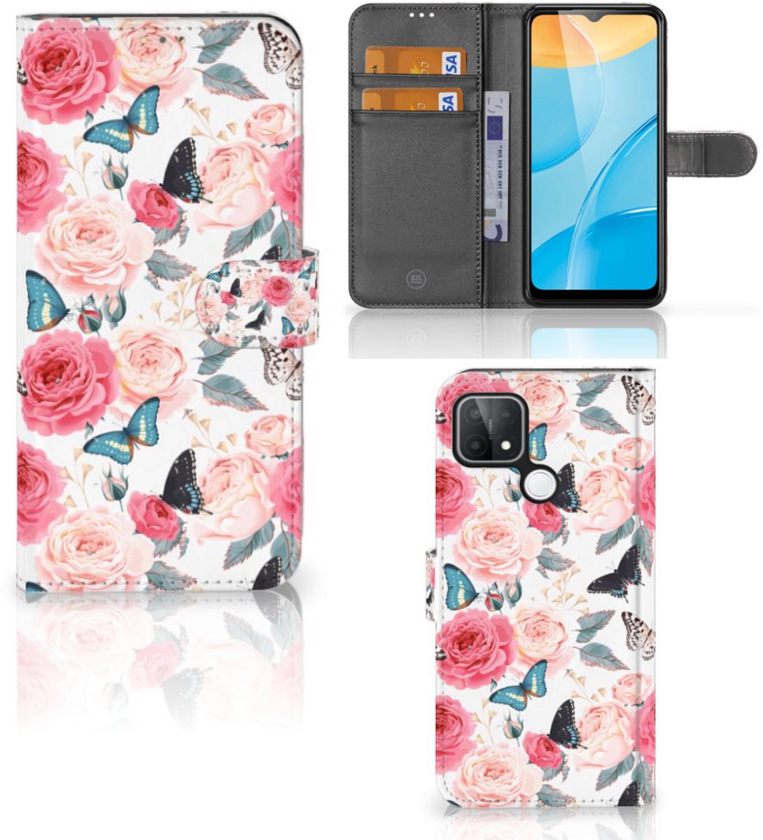 OPPO A15 Hoesje Butterfly Roses