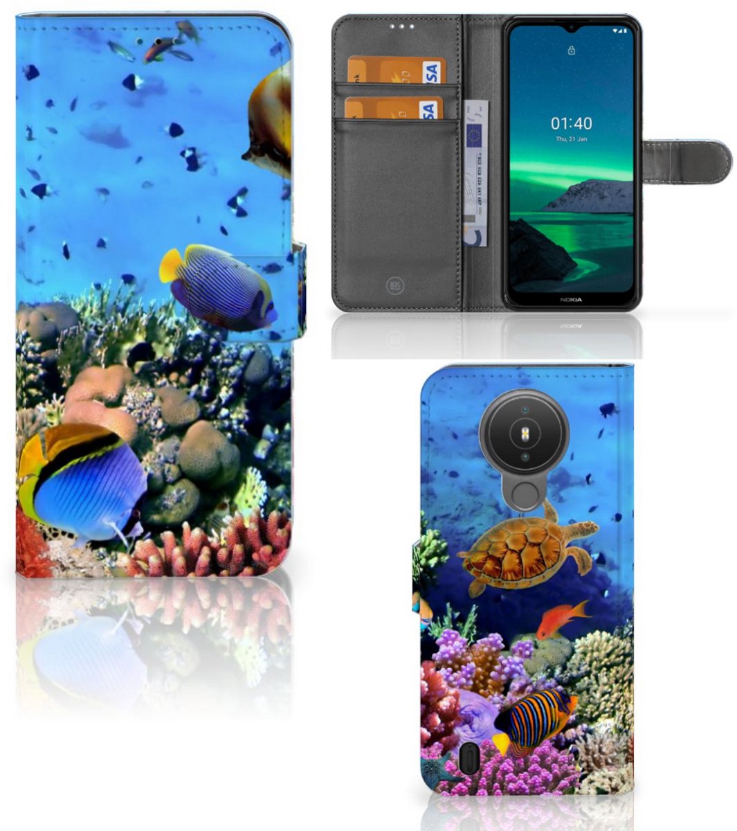 Nokia 1.4 Telefoonhoesje met Pasjes Vissen