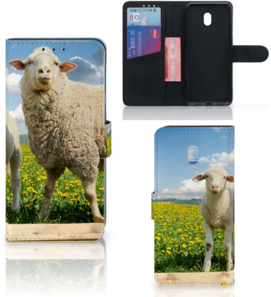 Xiaomi Redmi 8A Telefoonhoesje met Pasjes Schaap en Lammetje