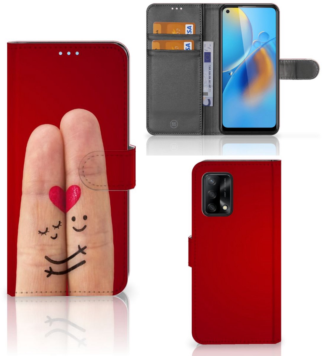 OPPO A74 4G Wallet Case met Pasjes Liefde - Origineel Romantisch Cadeau