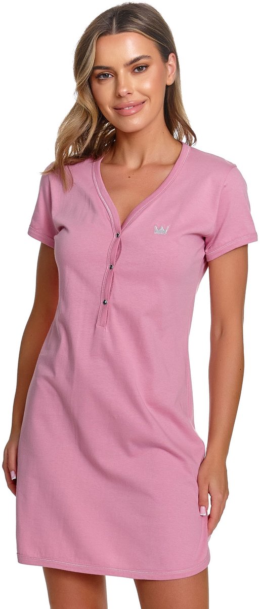 Doctor Nap Katoenen Nachthemd Borstvoeding Zwangerschap TCB.9505 Blush Rose 40 / Roze