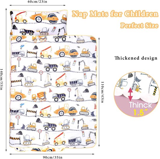 Peuter Slaapmat - Kinderdagverblijf Mat - Comfortabel Slapen - Verwijderbaar Kussen - 140 x 58 cm - Ruimte — afbeelding 5