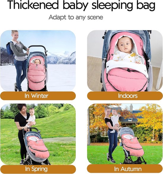 Wandelwagen Voetenzak - Baby Slaapzak - Baby Warm Houden - Afneembaar Ontwerp - 88 x 46 cm - Roze — afbeelding 4