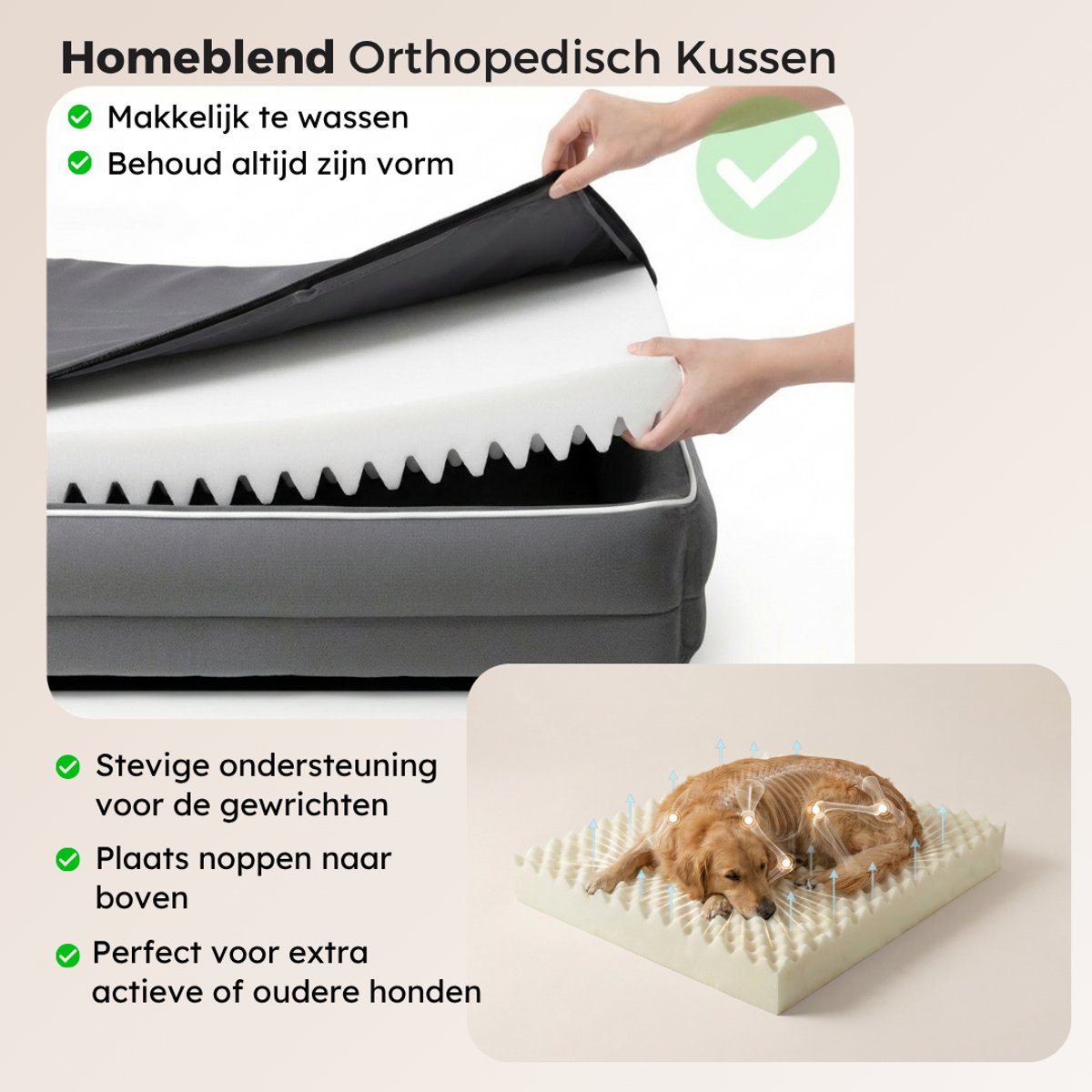 HomeBlend hondenmand L 89 x 63 cm met losse matras thumbnail 2