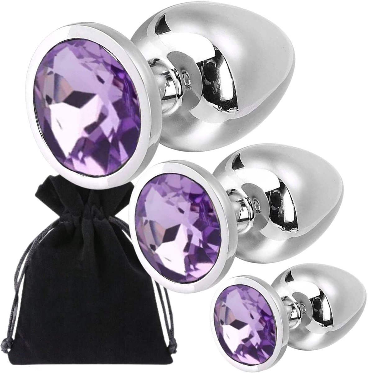 MONA - Anal Plug Set - Staal - Hypoallergeen - Glanzend - S, M, L