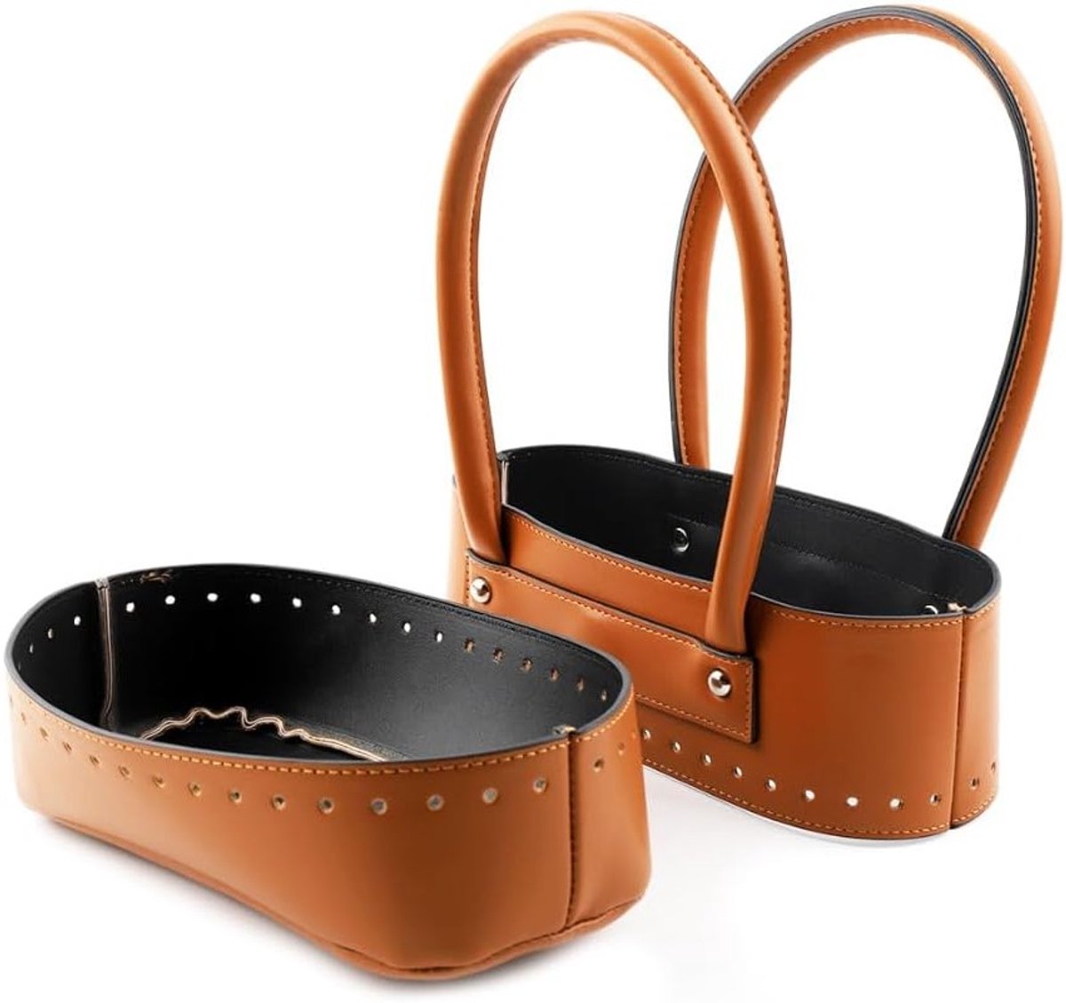 Set van 2 zakbodems voor haken, PU leren zakhengsels, doe-het-zelf handtassen, tassenaccessoires, 3D haken, bootvorm, breiset, creatief hobbyproject