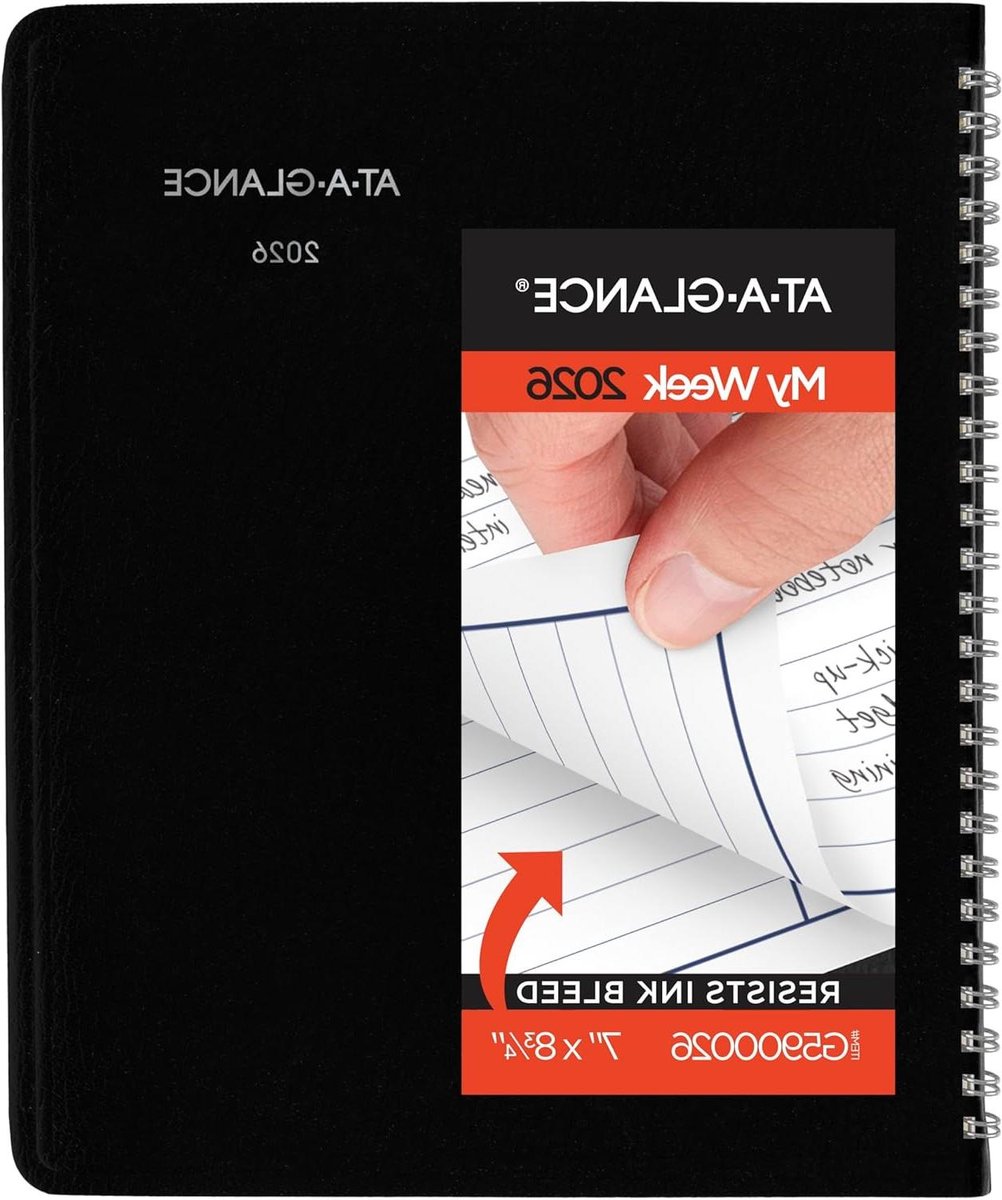 Weekplanner 2026 - Agenda Planner - Afspraken Plannen - Kolomstijl Indeling - 7 x 8-3/4 inch - Zwart