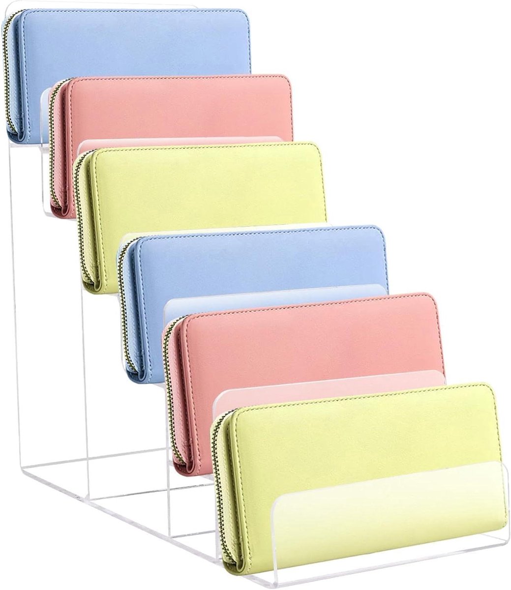 Portemonnee Display Standaard - Portemonnee Organizer - Accessoires Presenteren - Zes Lagen - 21 x 10 x 24 cm - Transparant