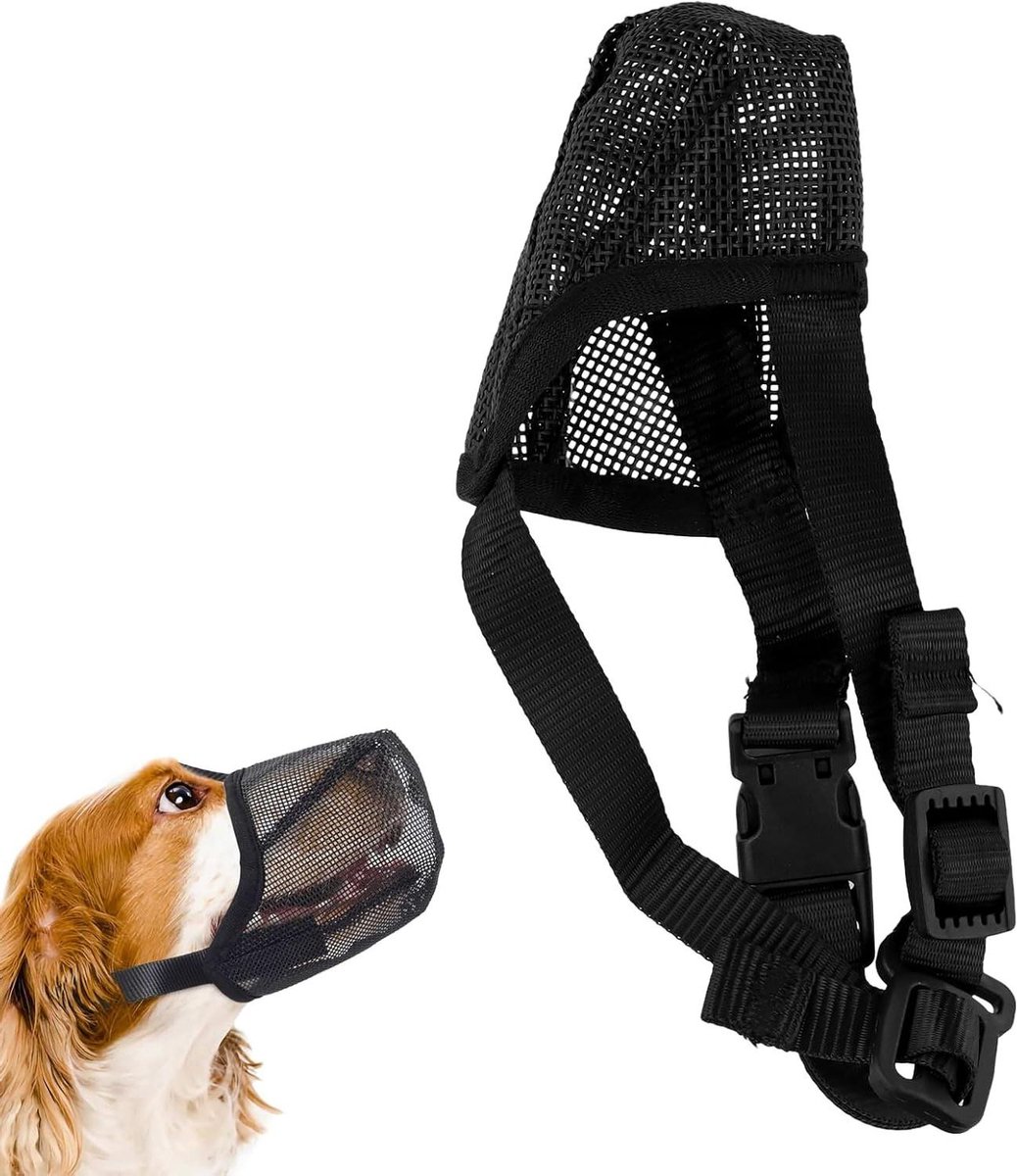 Honden Muilkorf - Zachte Hond Mander - Hondentraining Voorkomen - Ademend en Drinkend - Maat XS - Zwart