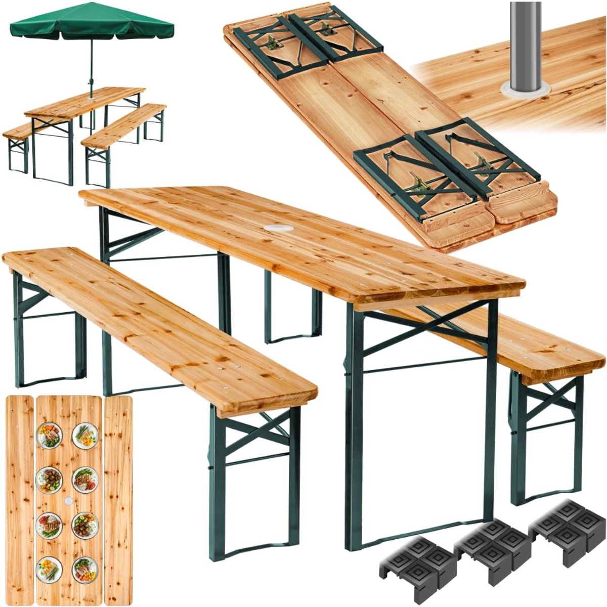 REN® Biertafel - Biertafels - Biertafelset - Bruin - 170cm x 23cm x 48cm