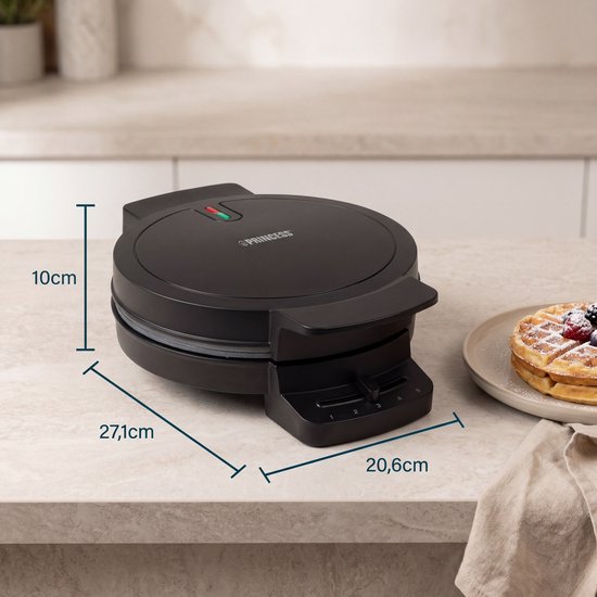 Princess 132378 Wafelijzer - 5 hartvormige wafels - 1000W - Regelbare thermostaat - 5 standen - Anti aanbaklaag - PFAS-vrij - Zwart Gaufrier van Princess — afbeelding 3