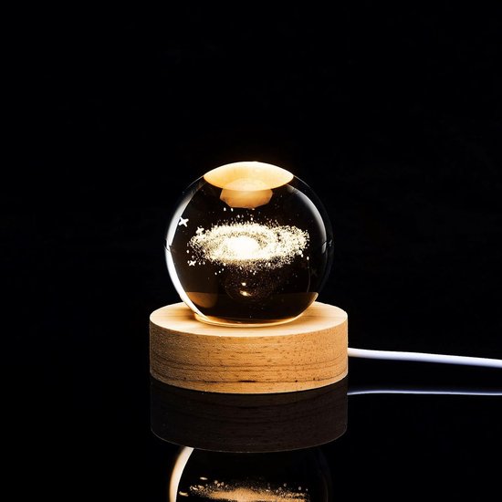 Kristallen Bol Lamp - Nachtlampje Decoratie - Sfeerverlichting Kamer - 3D Gegraveerd Patroon - 60 mm Bol - Nevel — afbeelding 4