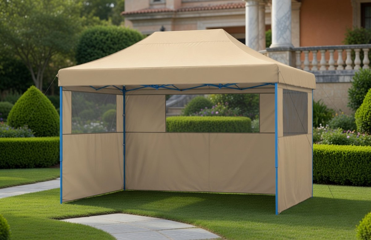 Opvouwbare Pop-up Partytent met 3 Zijwanden – Waterbestendig Tuinpaviljoen voor Feesten, Bruiloften en Evenementen – Medahomestore