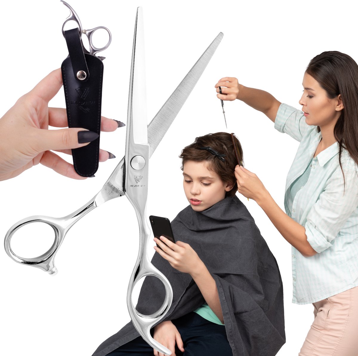 PAGANO JOY Serie - Professionele Kappersschaar - Ergonomisch - Roestvrijstaal - Inclusief Kabura