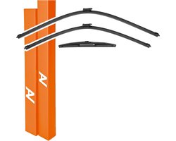 Ruitenwisserbladen Set - Wisserbladen Auto - Veilig Zicht Garanderen - Complete Voor en Achter - 800 700 350 mm - Zwart