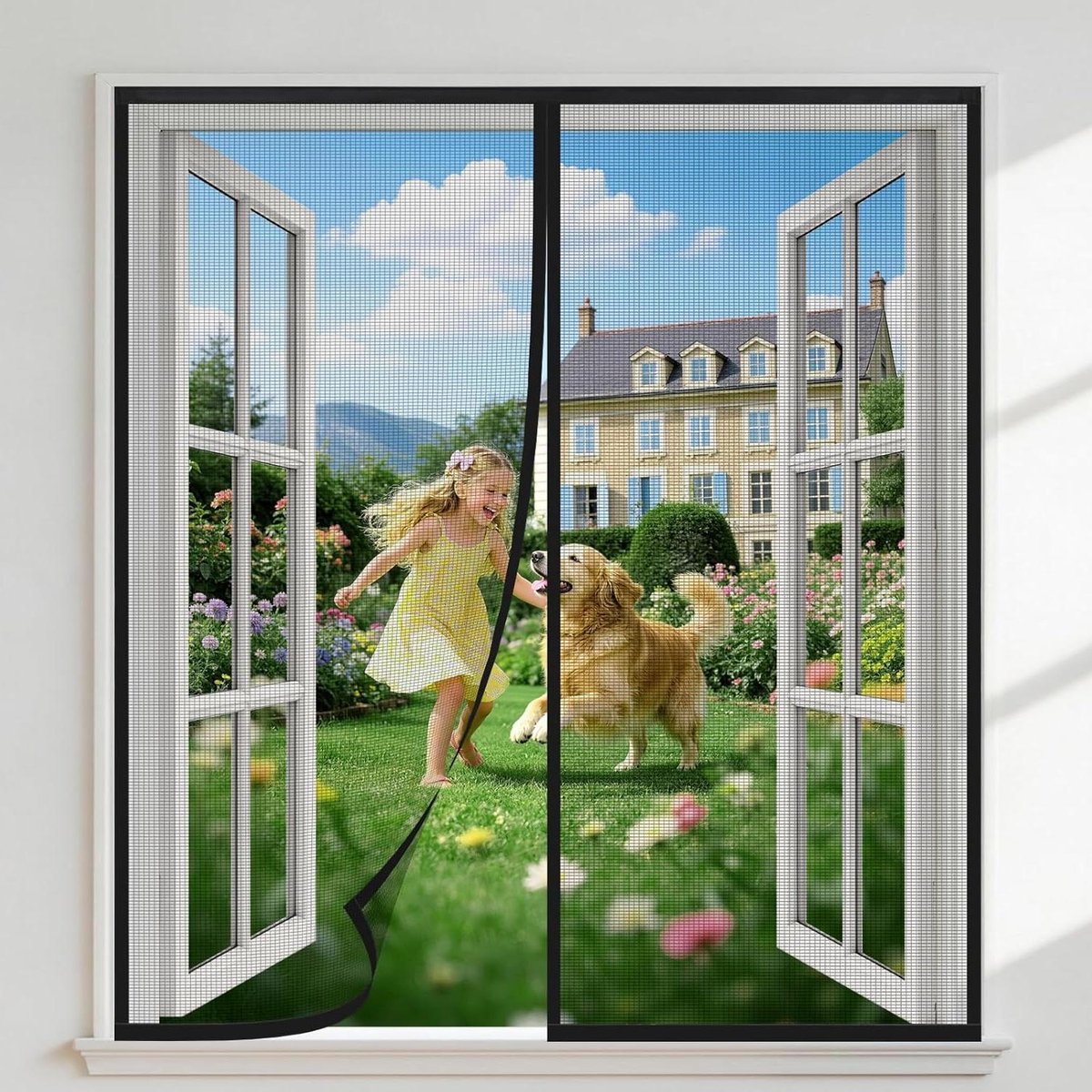 Vliegenhor Balkondeur 100x175cm - Magneethor Deur Zonder Boren - Zwart - Lichtdoorlatend -