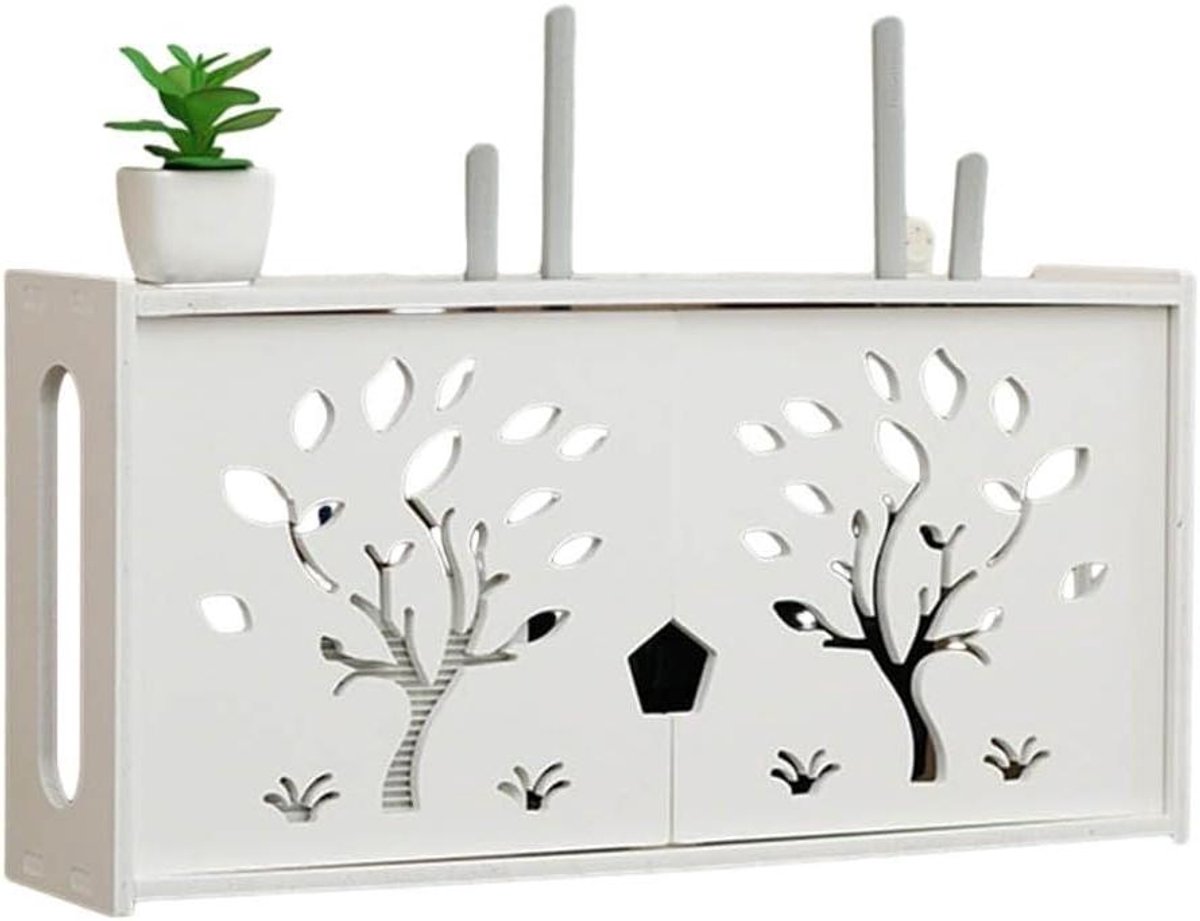 Wanddecoratie WiFi opbergdoos, draadloze wifi tv set-top box router plank, draadloze router rek woonkamer, wandgemonteerde WiFi opbergdoos (B)