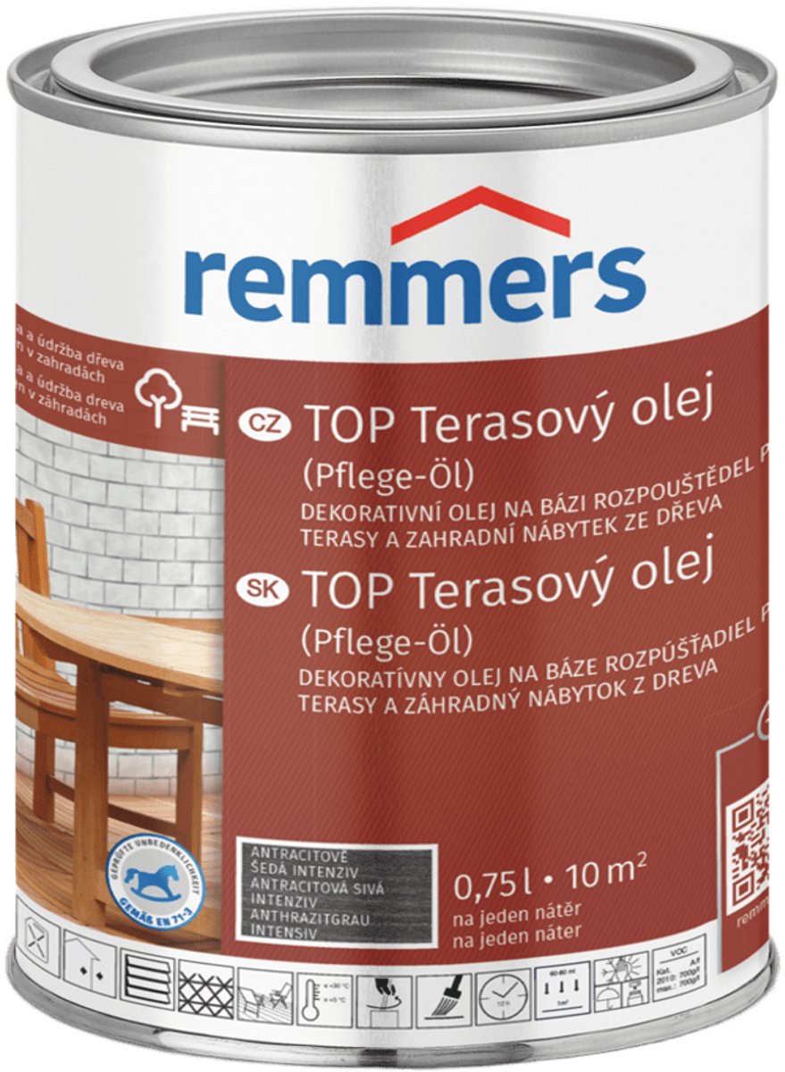 Remmers - TOP terrasolie 0,75 l, antracietgrijs Intensiv