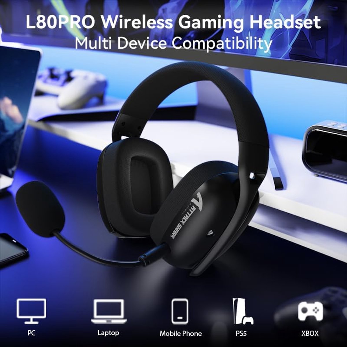 Attack Shark L80 PRO - Gaming Headset - Zwart thumbnail 2