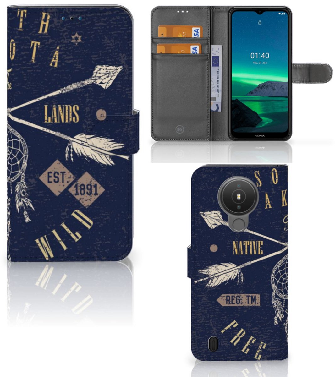 Boekhoesje voor Nokia 1.4 Flip Cover South Dakota