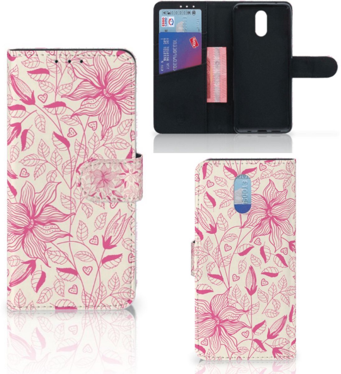 Nokia 2.3 Hoesje Pink Flowers